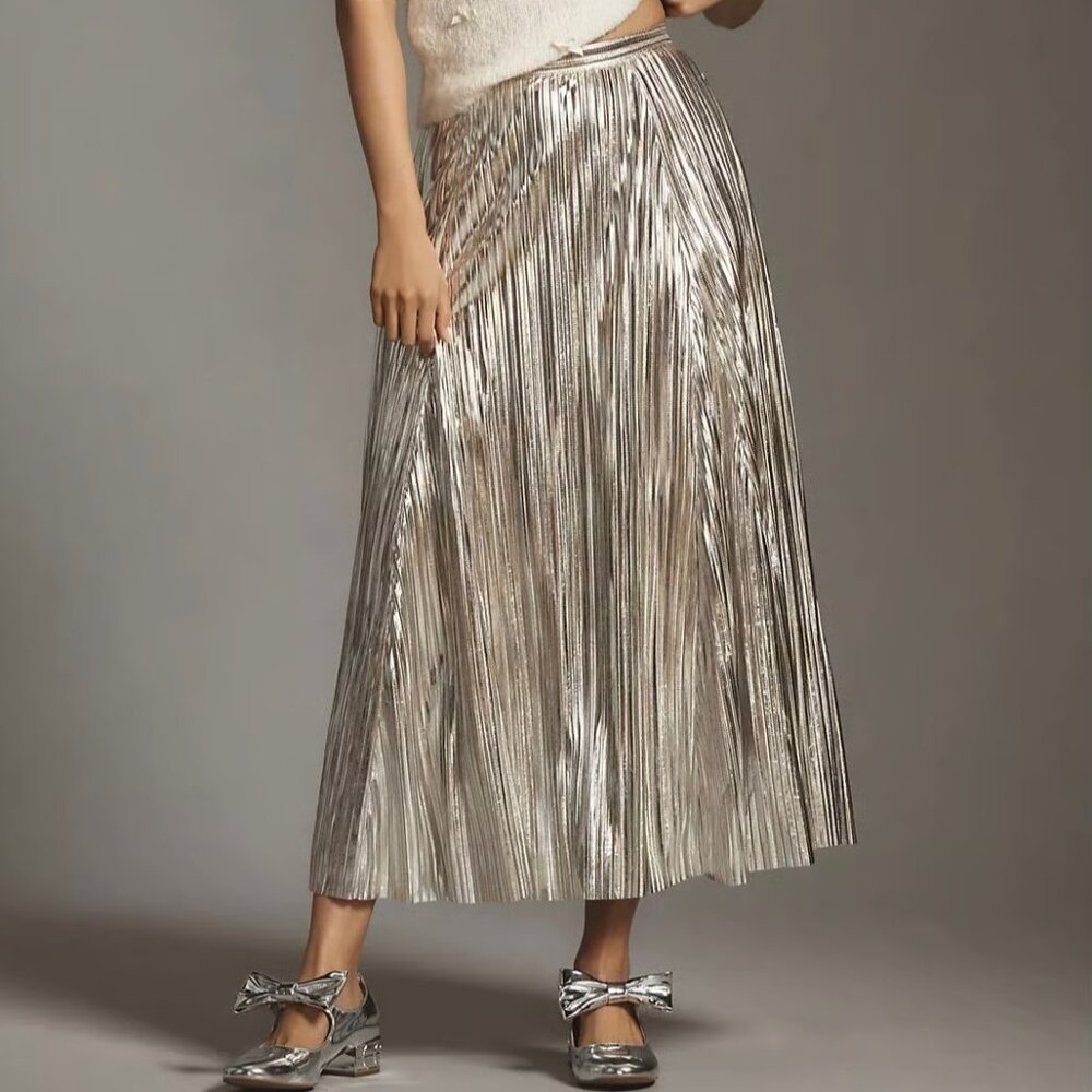 MAEVE Metallic pleated skirt size 10